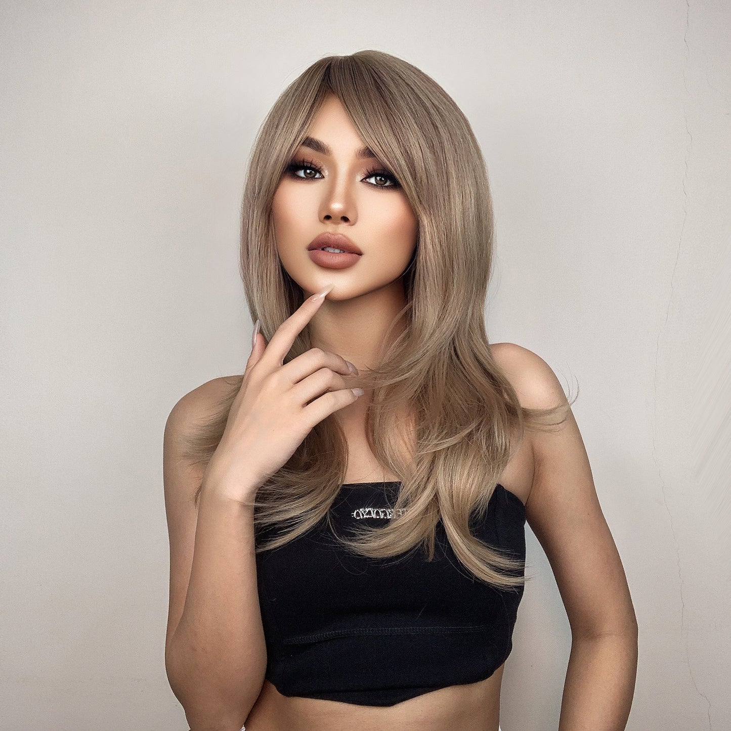 20 Inch long straight wigs blonde with bangs wigs for women daily or cosplay use LC259-2