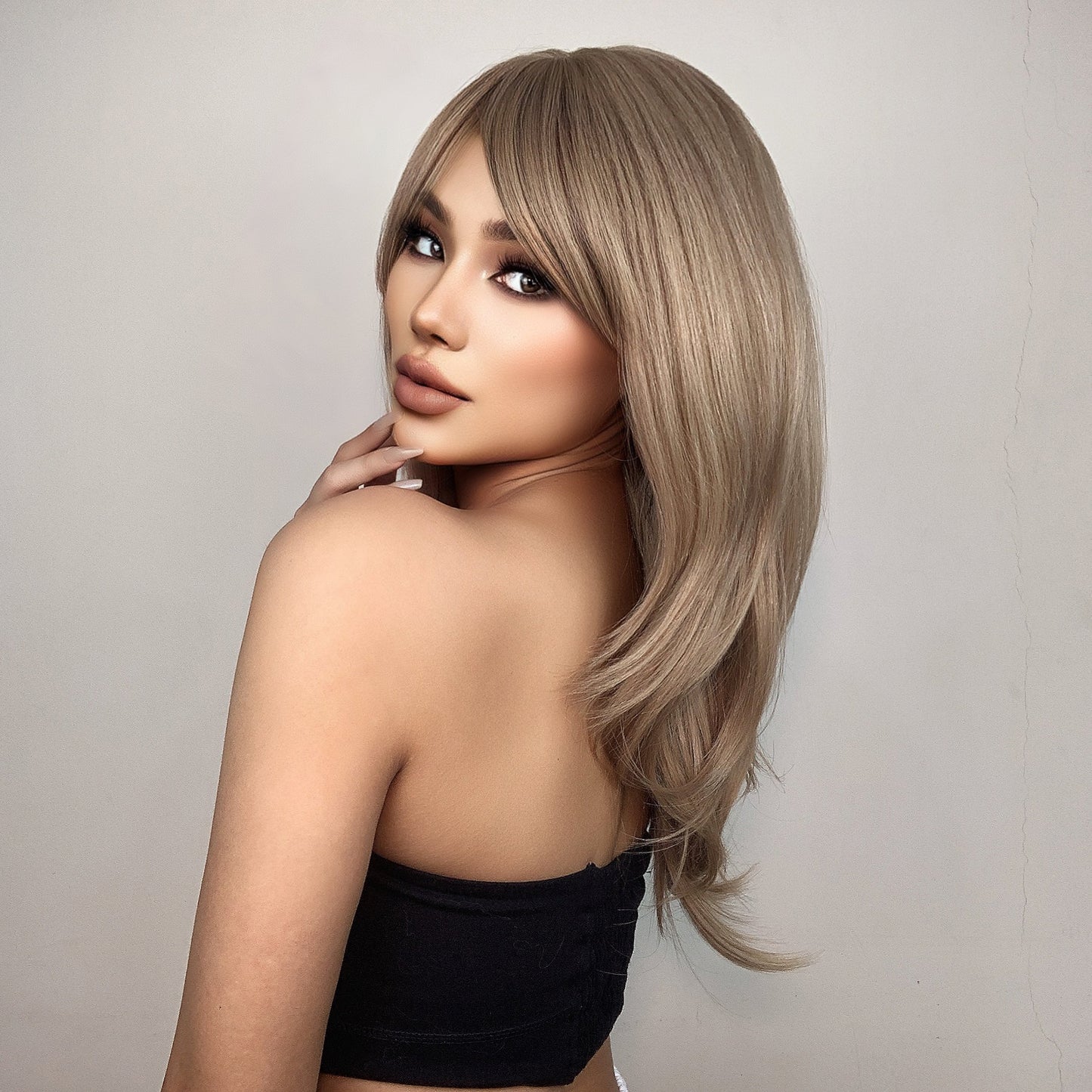 20 Inch long straight wigs blonde with bangs wigs for women daily or cosplay use LC259-2