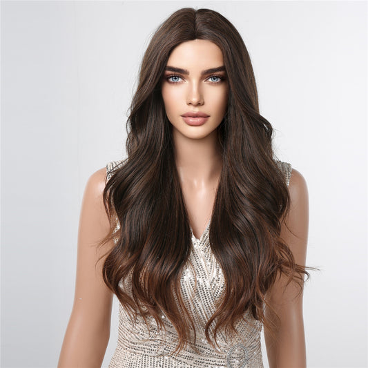 [Lace Front] 26 Inch long curly wigs with lace front wigs root brown ombre blonde wigs FTL3008-1