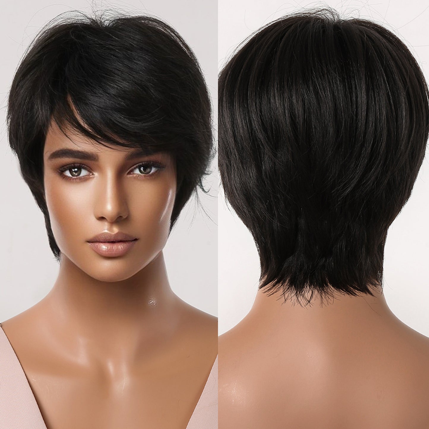 8 Inches Short Black Wigs Pixie Cut Wigs for Women Daily or Cosplay Use LC2065-1