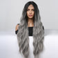 [Lace Front] 32 Inch Ombre Brown To Ash Grey Long Wavy   Wigs For Women HC11059-4