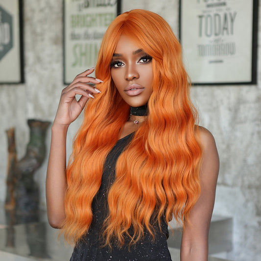 26 Inch orange curly wigs with bangs wigs for Women WL1115-2