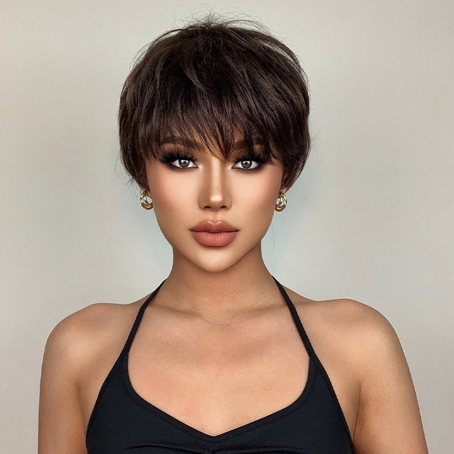 8 Inches Short Black Wigs Pixie Cut Wigs for Women Daily or Cosplay Use SS193-1