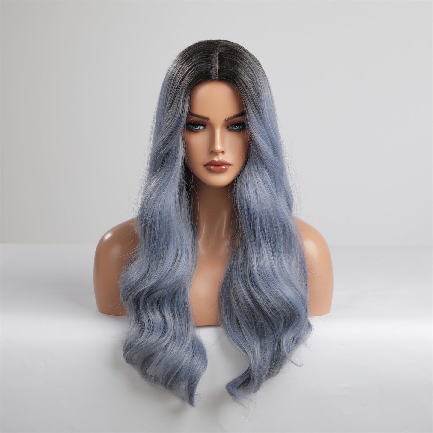 26 Inches Long Curly Haze Blue Wigs Synthetic Wigs Women's Wigs for Daily or Cosplay Use LC8067-1