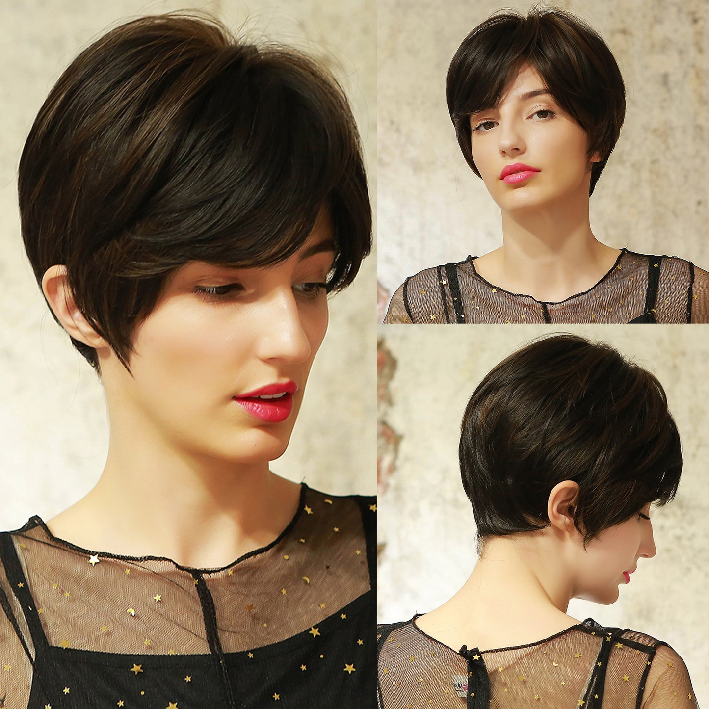 8 Inches Short Black Wigs Pixie Cut Wigs for Women Daily or Cosplay Use SS166-4