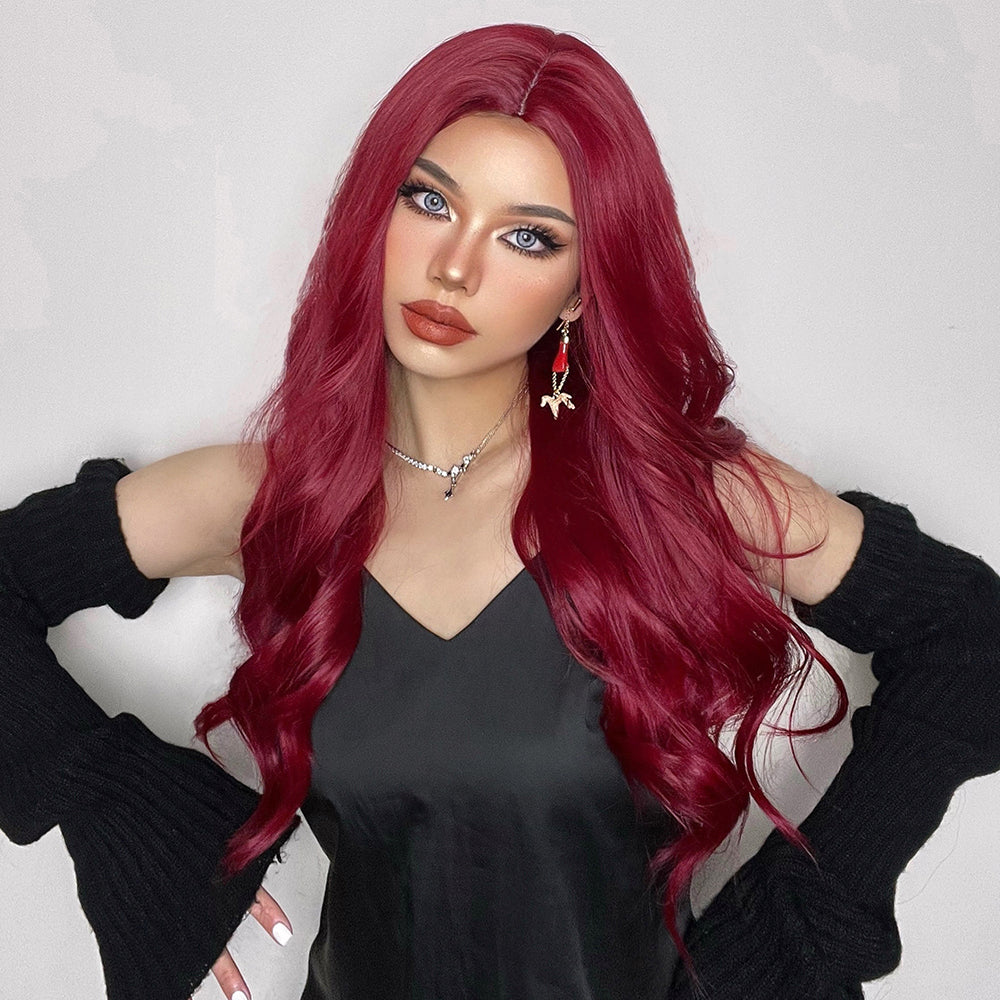 26 Inches Long Curly Wine Red Wigs Synthetic Wigs Women's Wigs for Daily Use,Cosplay or Party Taking Photos LC6144-1