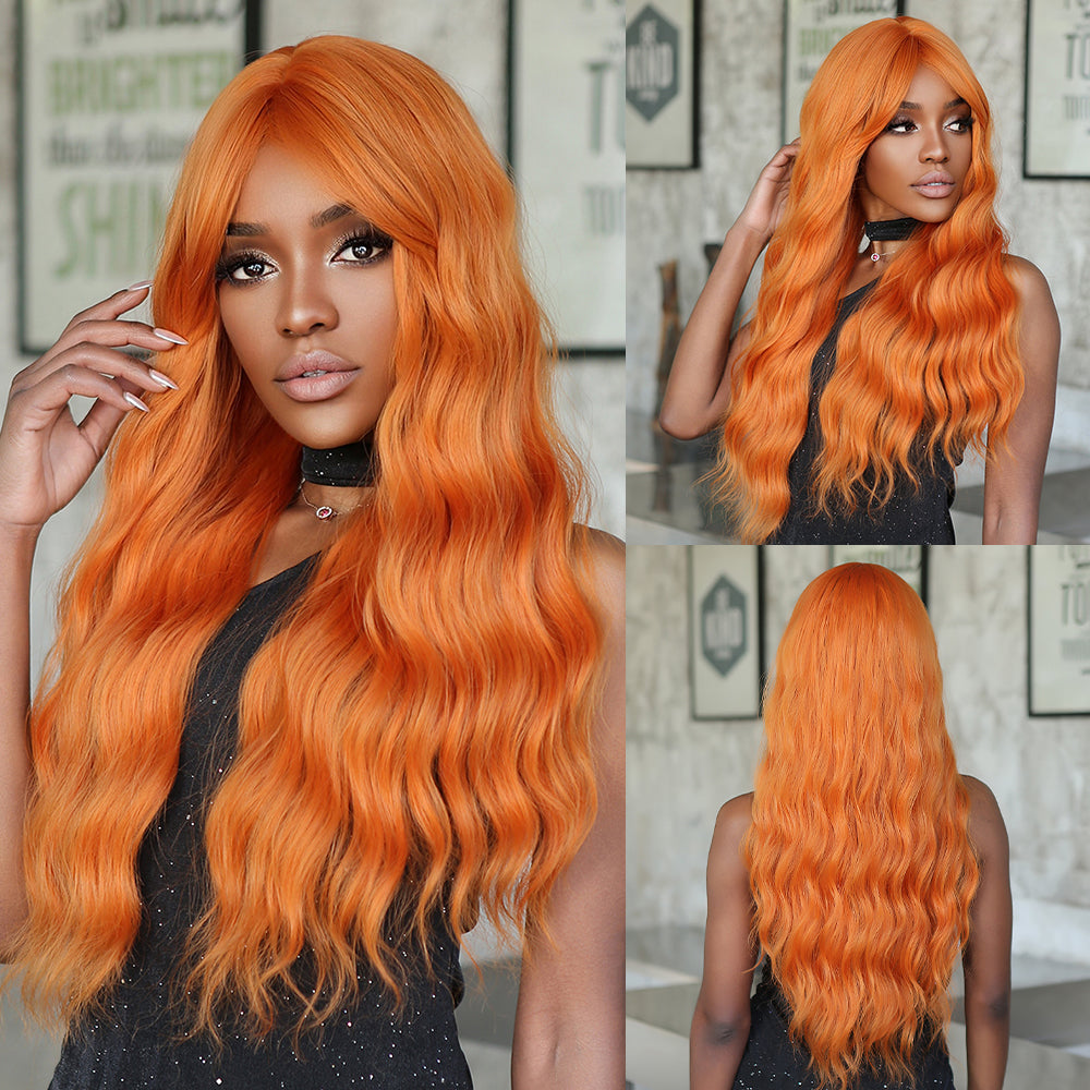 26 Inch orange curly wigs with bangs wigs for Women WL1115-2