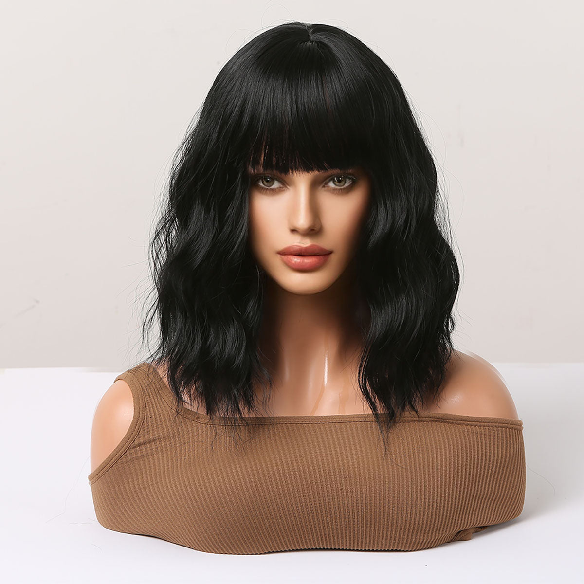 14inch short curly black wig Women's wig for daily or cosplay use LC9034-1