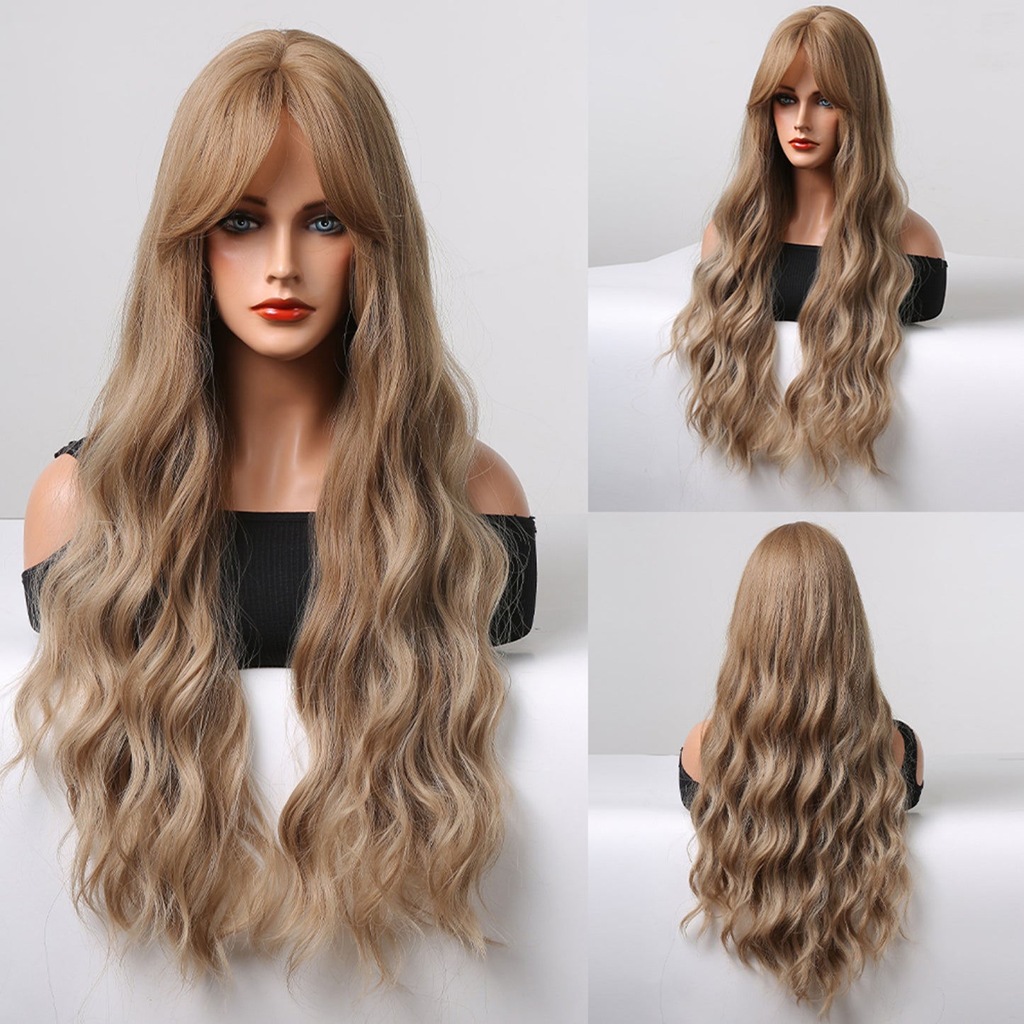 28 Inches Long Curly Blonde Wigs Synthetic Wigs Women's Wigs for Daily Use Party or Cosplay Taking Photos LC255-3