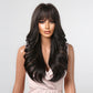 26 Inches Long Curly BlackWigs with Bangs Synthetic Wigs Women's Wigs for Daily or Cosplay Use LC2090-1