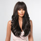 26 Inches Long Curly BlackWigs with Bangs Synthetic Wigs Women's Wigs for Daily or Cosplay Use LC2090-1