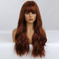 26 inch Long curly red brown wigs with bangs wigs for women for daily life LC6154-1