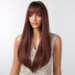 28 inch Long straight wigs black ombre wine red Wigs with bangs wigs LC2096-2