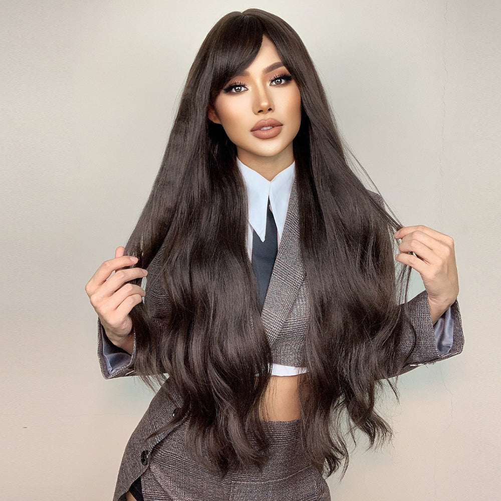 28 Inches Long Curly Black Wigs Synthetic Wigs Women's Wigs for Daily or Cosplay Use LC5123-1