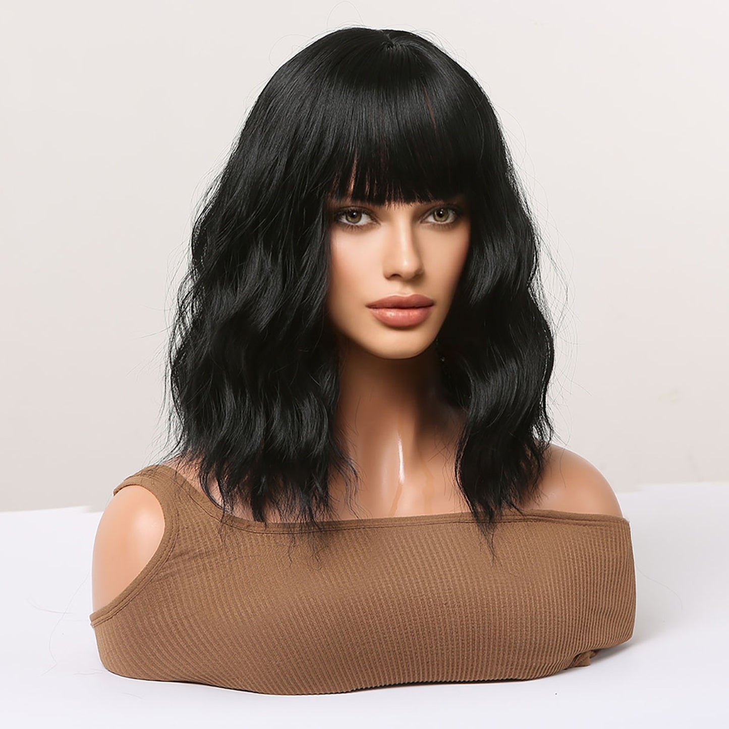 14inch short curly black wig Women's wig for daily or cosplay use LC9034-1