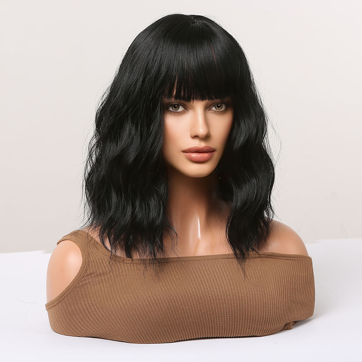 14inch short curly black wig Women's wig for daily or cosplay use LC9034-1