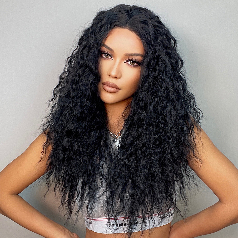 [Lace Front] 26inch Wave Lace Front Wigs for Black Women, Wavy Wig Pineapple Wave Natural Color HC11030-1