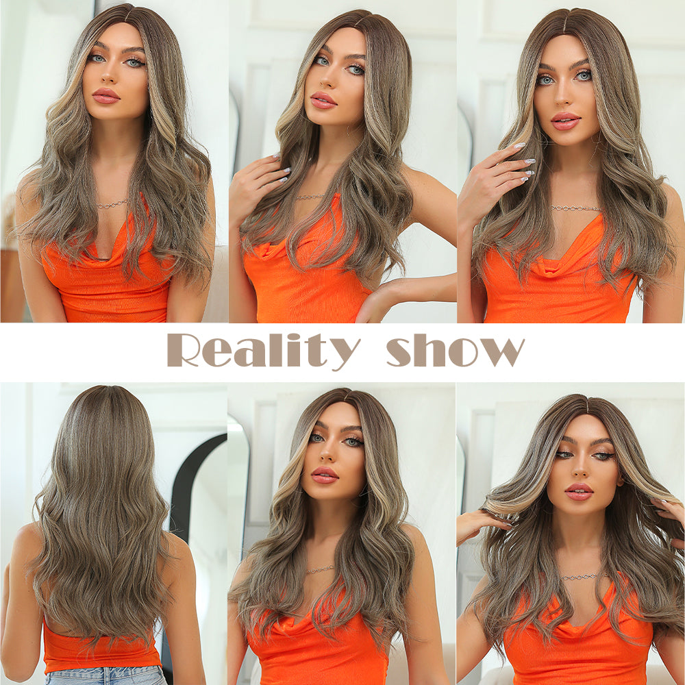 24 Inches Long Curly Brown Wigs Synthetic Wigs Women's Wigs for Daily Use,Cosplay or Party Taking Photos LC078-1