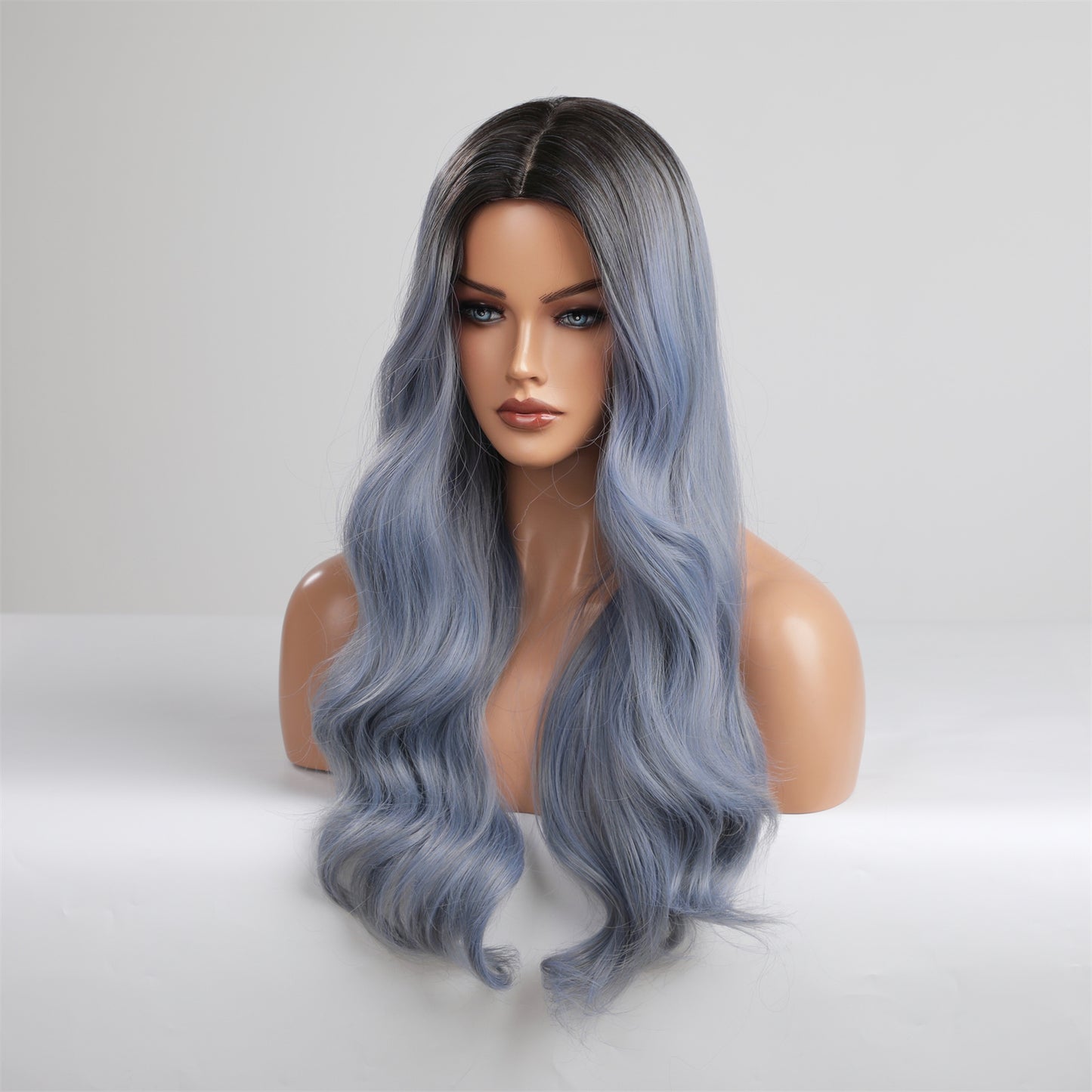 26 Inches Long Curly Haze Blue Wigs Synthetic Wigs Women's Wigs for Daily or Cosplay Use LC8067-1