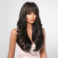 26 Inches Long Curly BlackWigs with Bangs Synthetic Wigs Women's Wigs for Daily or Cosplay Use LC2090-1