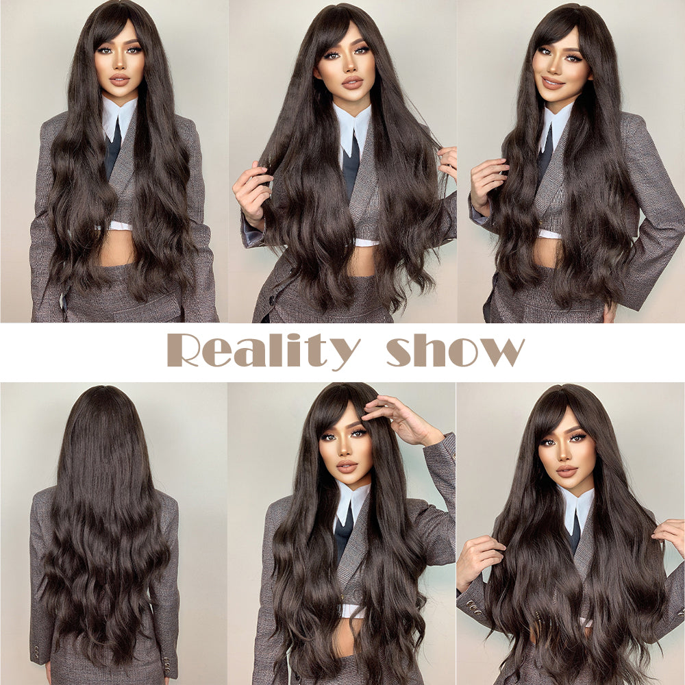 28 Inches Long Curly Black Wigs Synthetic Wigs Women's Wigs for Daily or Cosplay Use LC5123-1