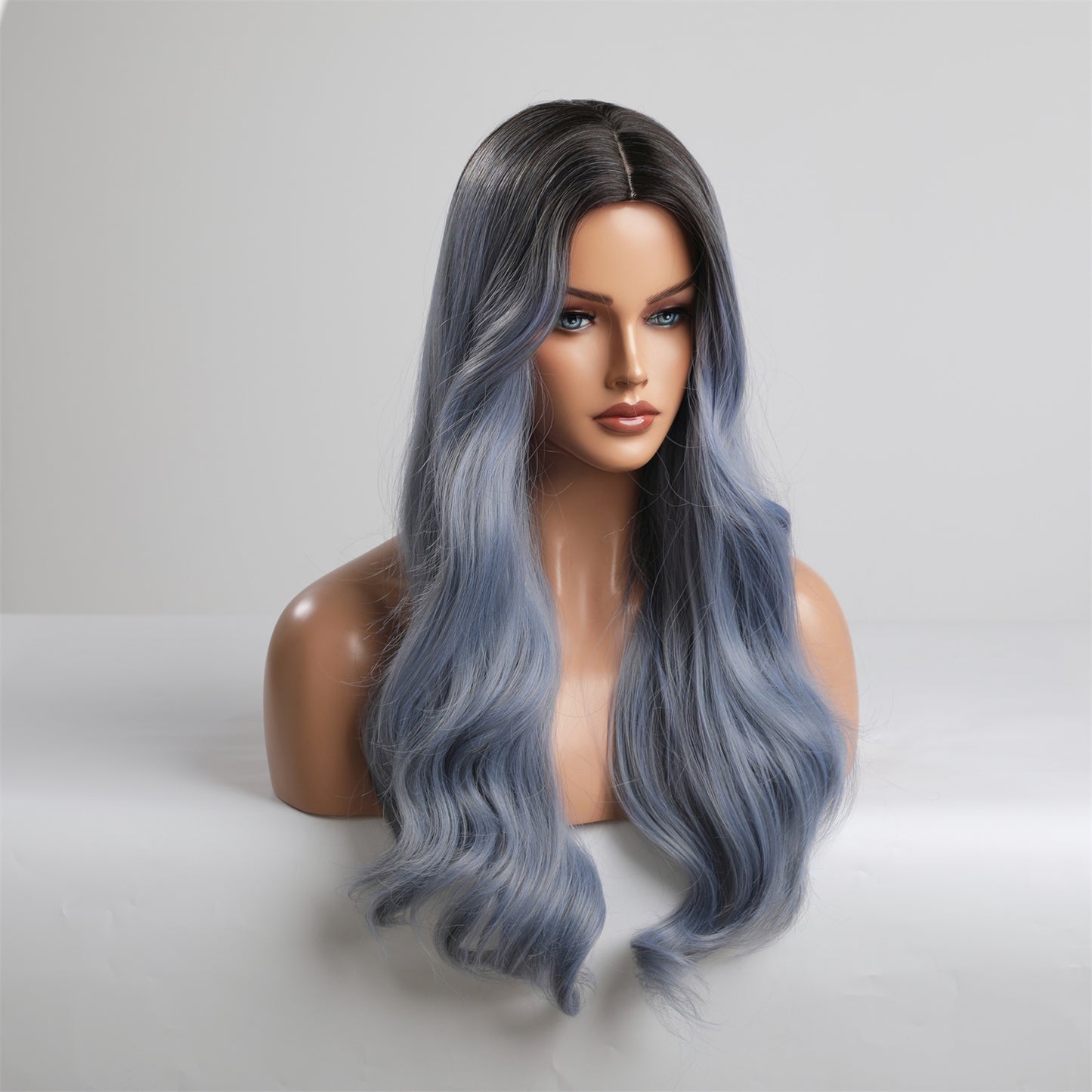 26 Inches Long Curly Haze Blue Wigs Synthetic Wigs Women's Wigs for Daily or Cosplay Use LC8067-1