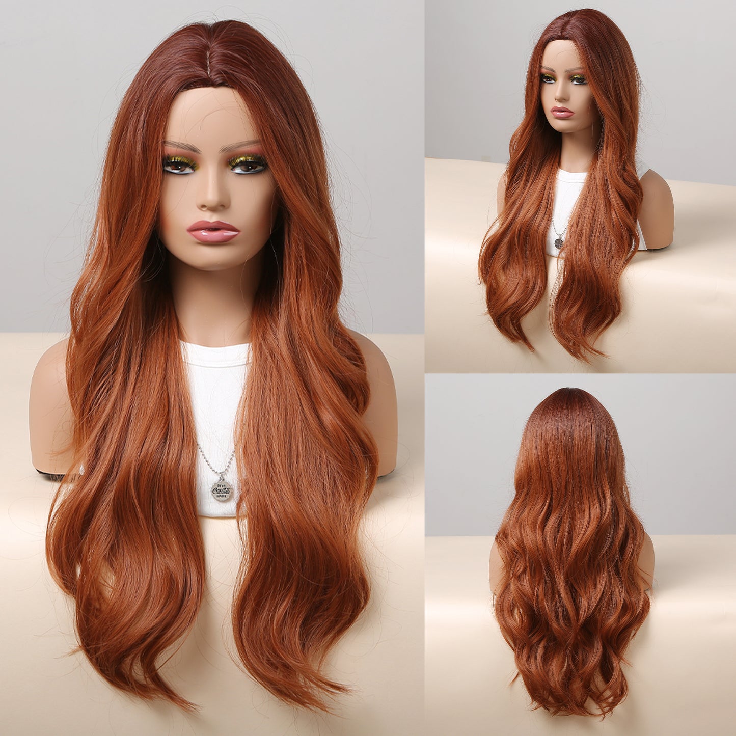 26 Inches Long Curly Red Brown Wigs Women's Wigs for Daily or Cosplay Use LC059-1