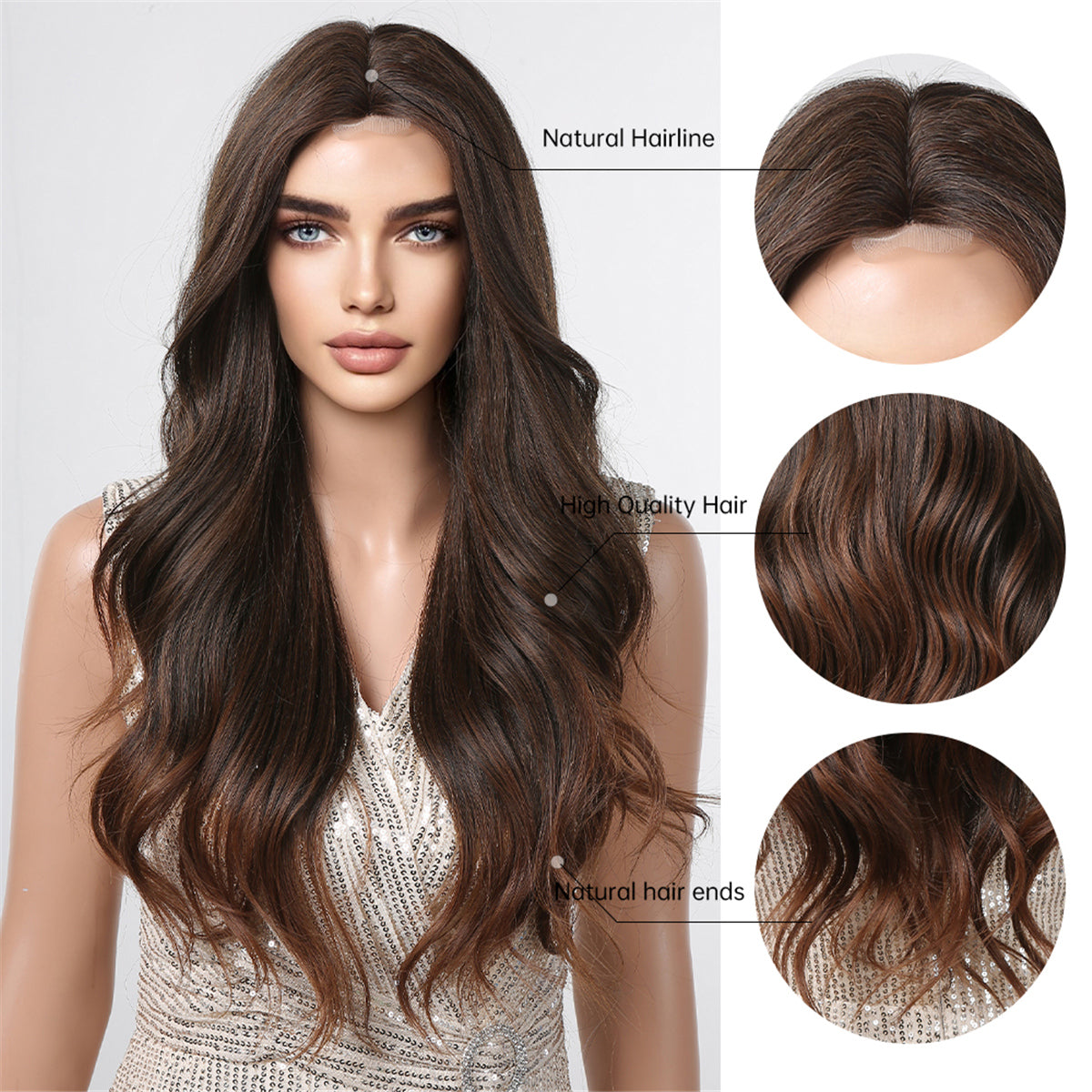 [Lace Front] 26 Inch long curly wigs with lace front wigs root brown ombre blonde wigs FTL3008-1