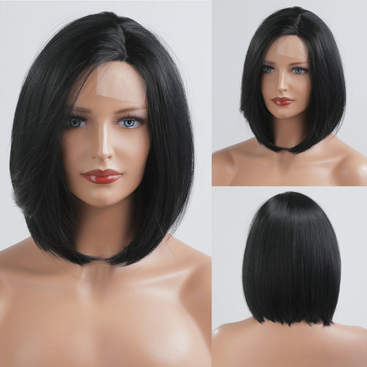 [Lace Front] 10 Inch short bobo lace front wigs black wigs for women FTL047-1