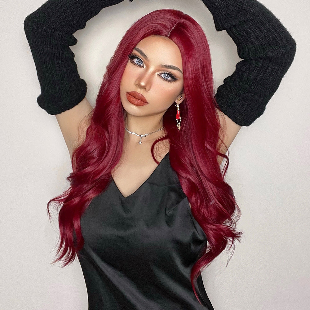 26 Inches Long Curly Wine Red Wigs Synthetic Wigs Women's Wigs for Daily Use,Cosplay or Party Taking Photos LC6144-1