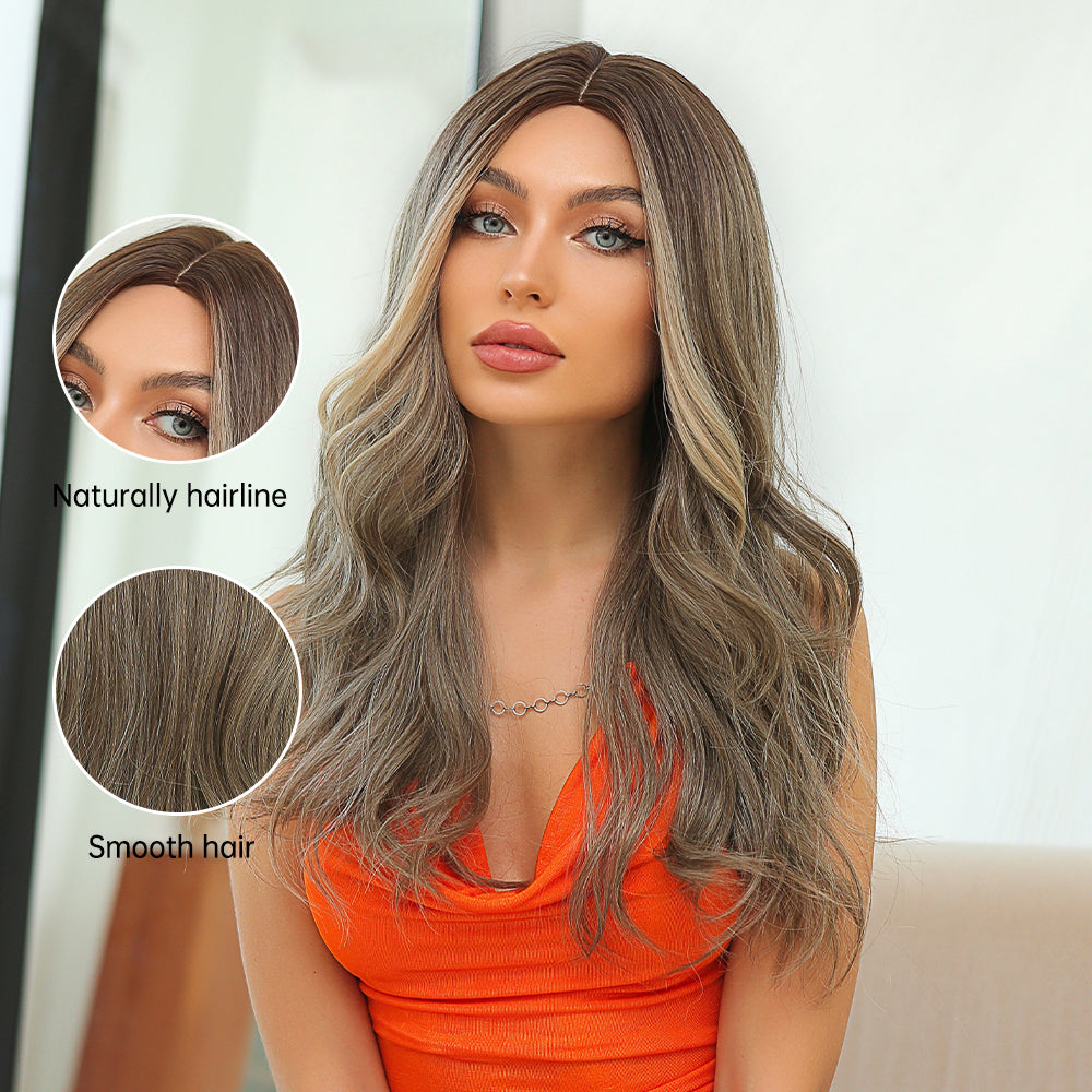 24 Inches Long Curly Brown Wigs Synthetic Wigs Women's Wigs for Daily Use,Cosplay or Party Taking Photos LC078-1