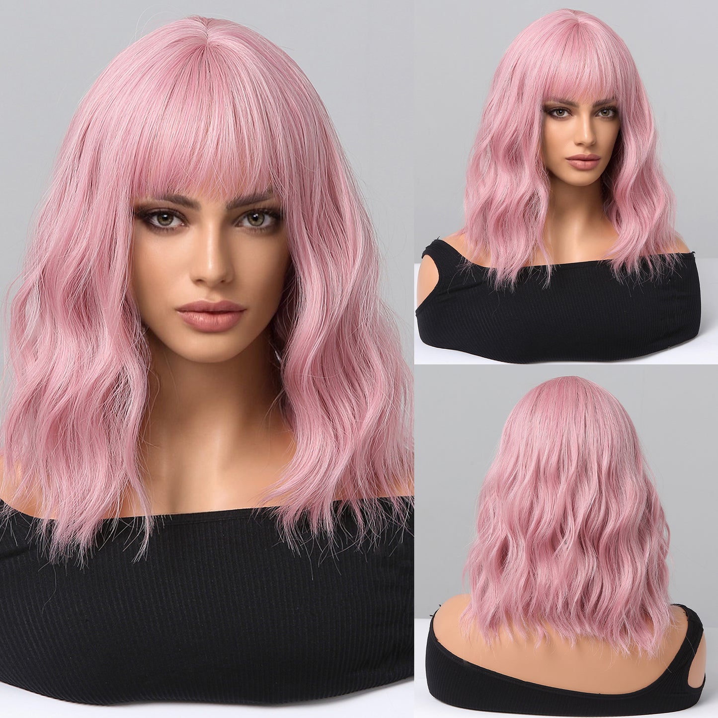 14 inch Pink Curly Short wig Women's wig LC210-1