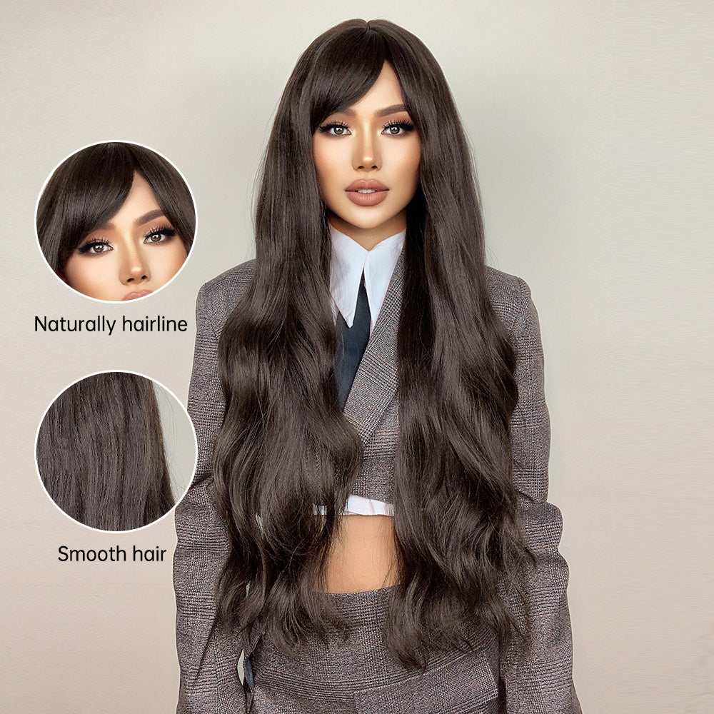 28 Inches Long Curly Black Wigs Synthetic Wigs Women's Wigs for Daily or Cosplay Use LC5123-1