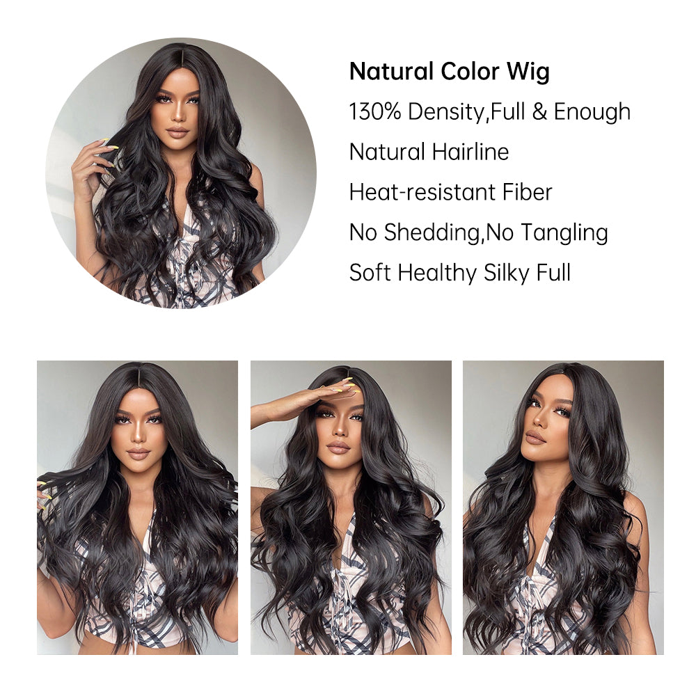 28 Inches Long Curly Black Wigs Synthetic Wigs Women's Wigs for Daily or Cosplay Use LC045-1