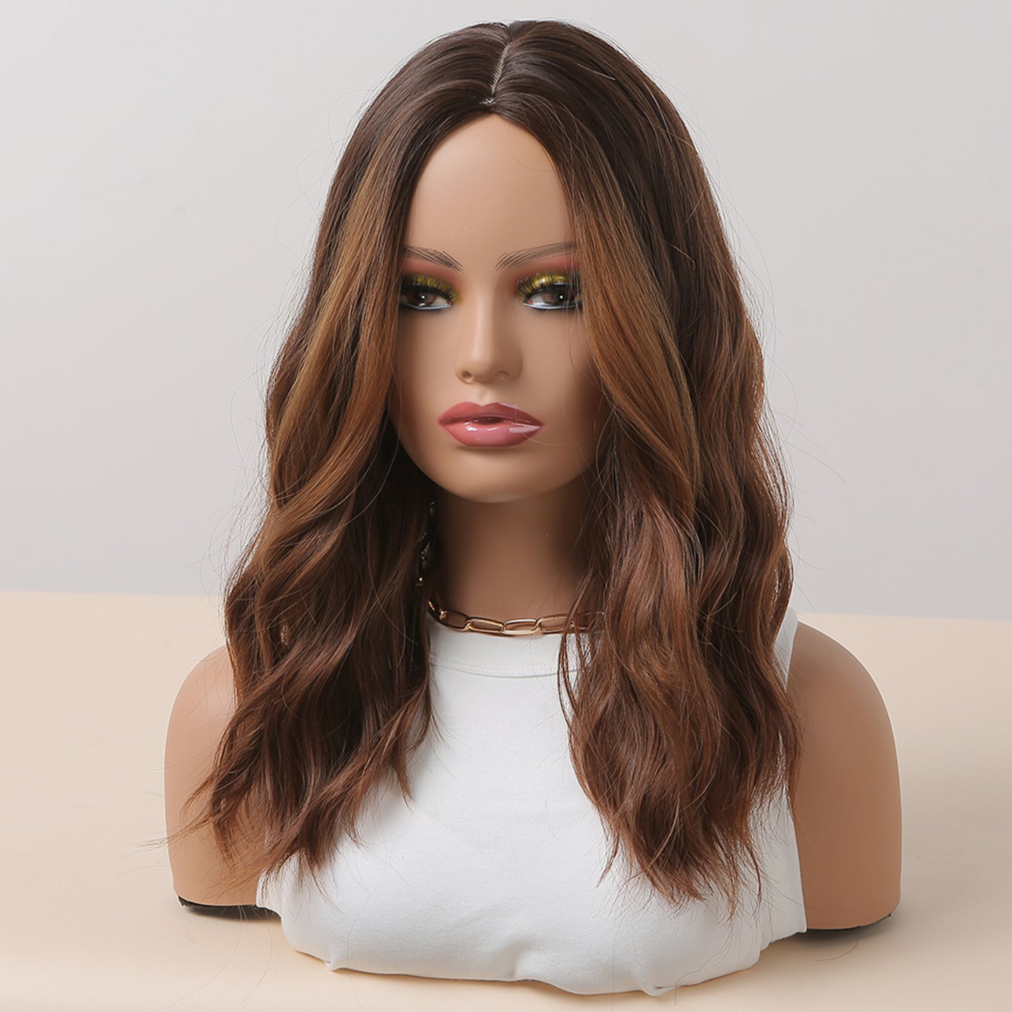 20 inch long curly brown synthetic wig Women's wig for daily or cosplay use WL1047-1