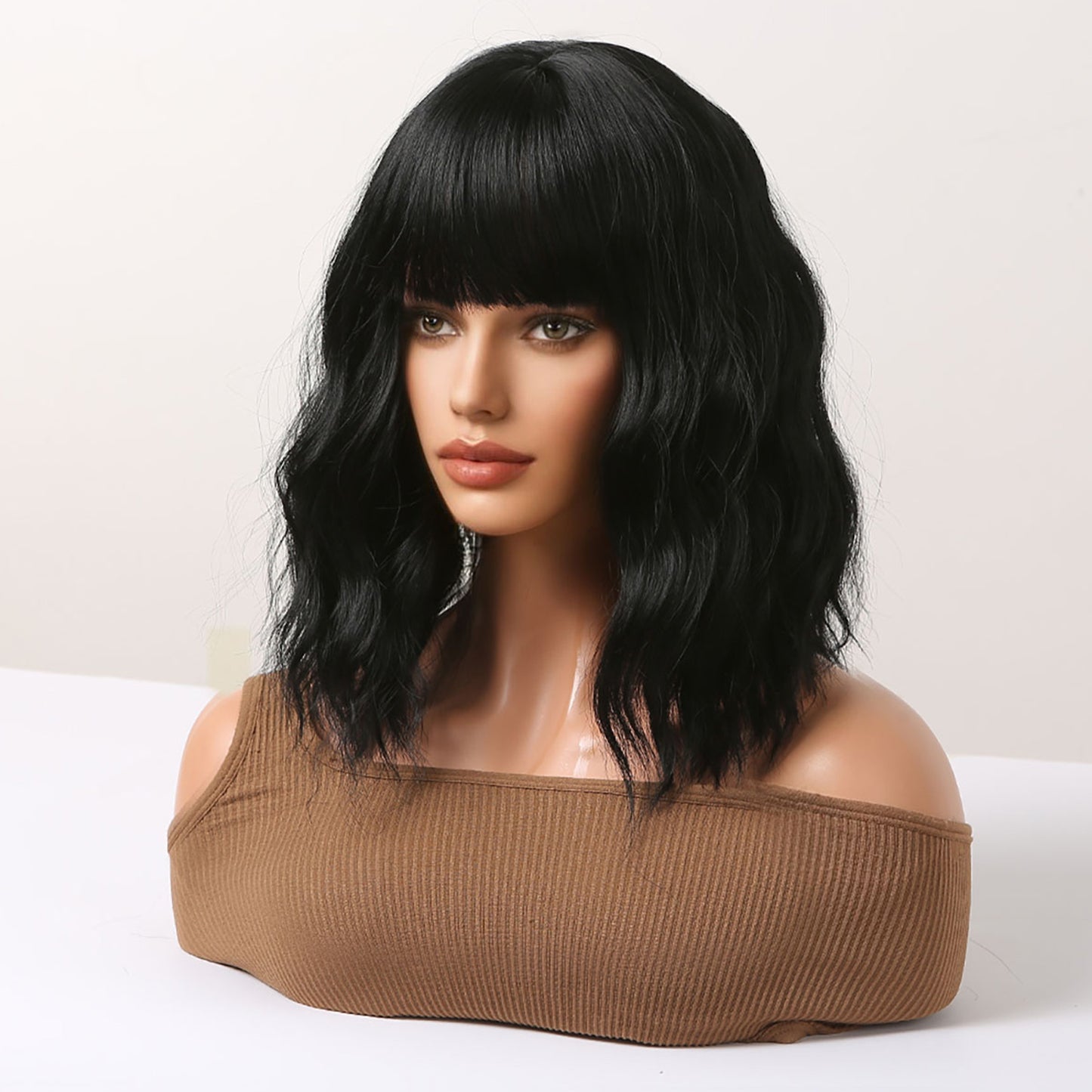 14inch short curly black wig Women's wig for daily or cosplay use LC9034-1