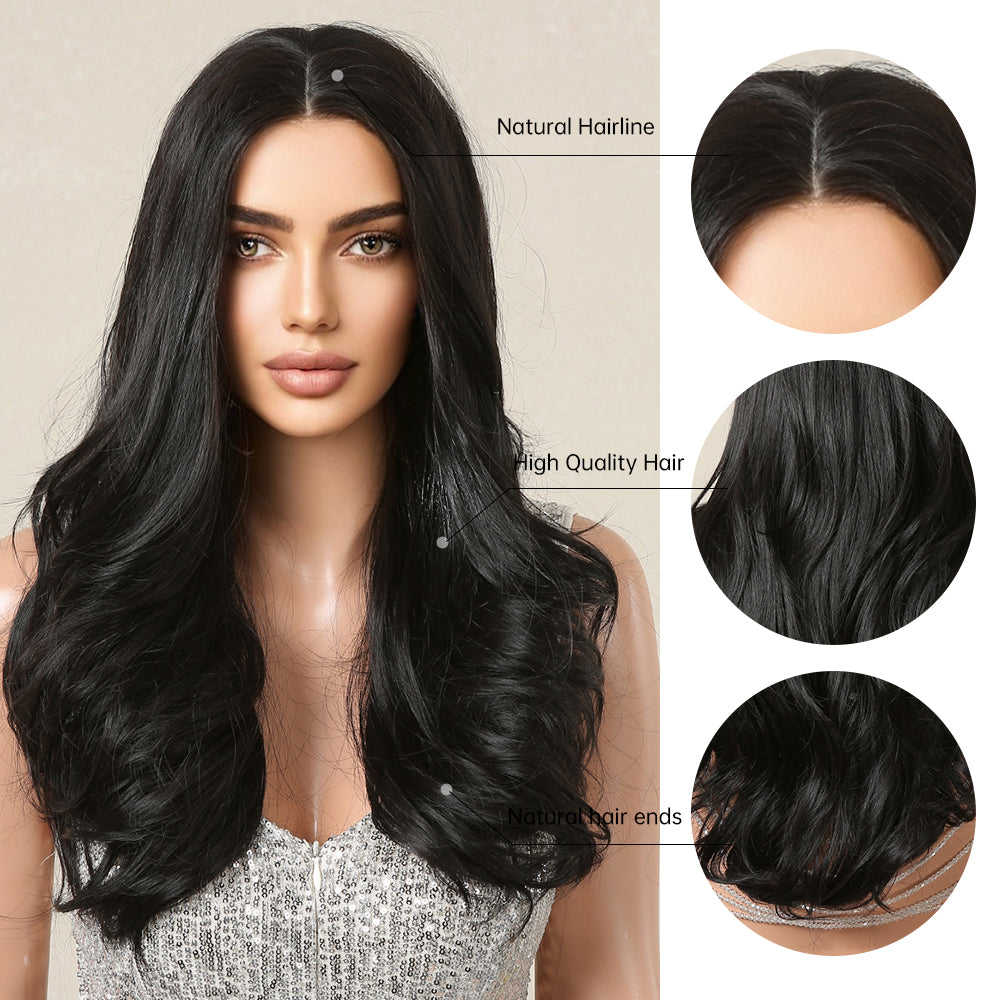 [Lace Front] 24 Inch long curly wigs black wigs with lace front wigs  for women FTL3003-1