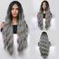 [Lace Front] 32 Inch Ombre Brown To Ash Grey Long Wavy   Wigs For Women HC11059-4