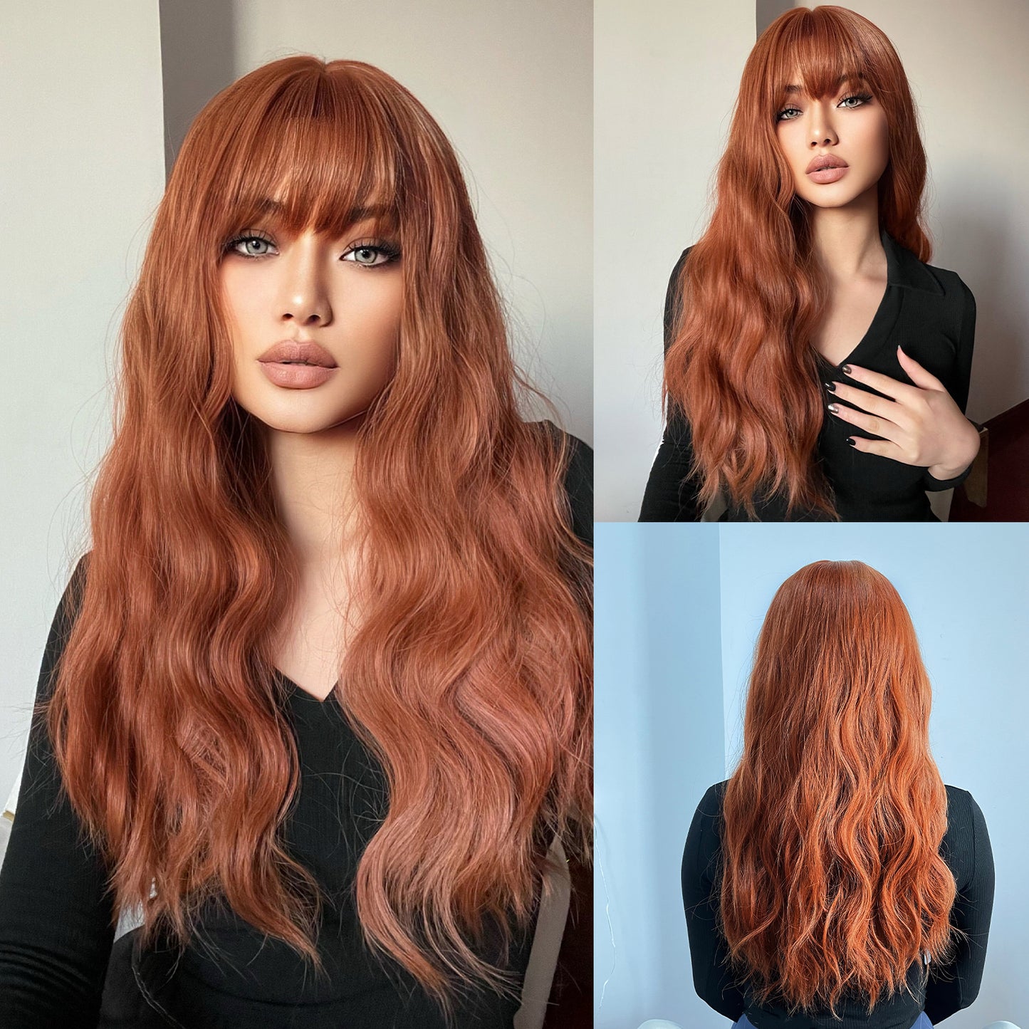 26 Inches Long Curly Red Brown Wigs Synthetic Wigs Women's Wigs for Daily Use Party or Cosplay Taking Photos LC1065-1