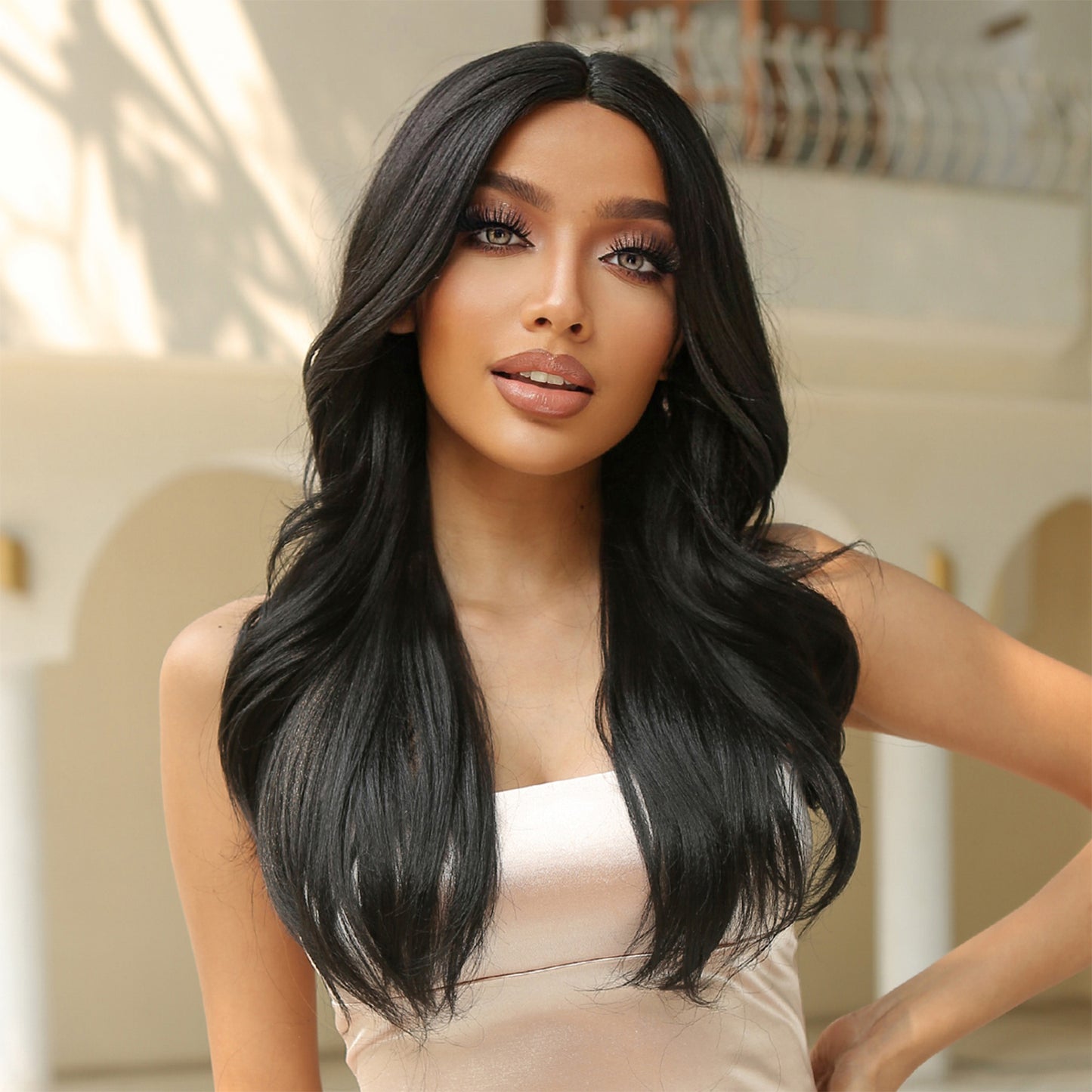 [Lace Front ] 24 Inch Copper With Blonde Hightlight Wave Lace Front Wigs for Black Women HC11072-2