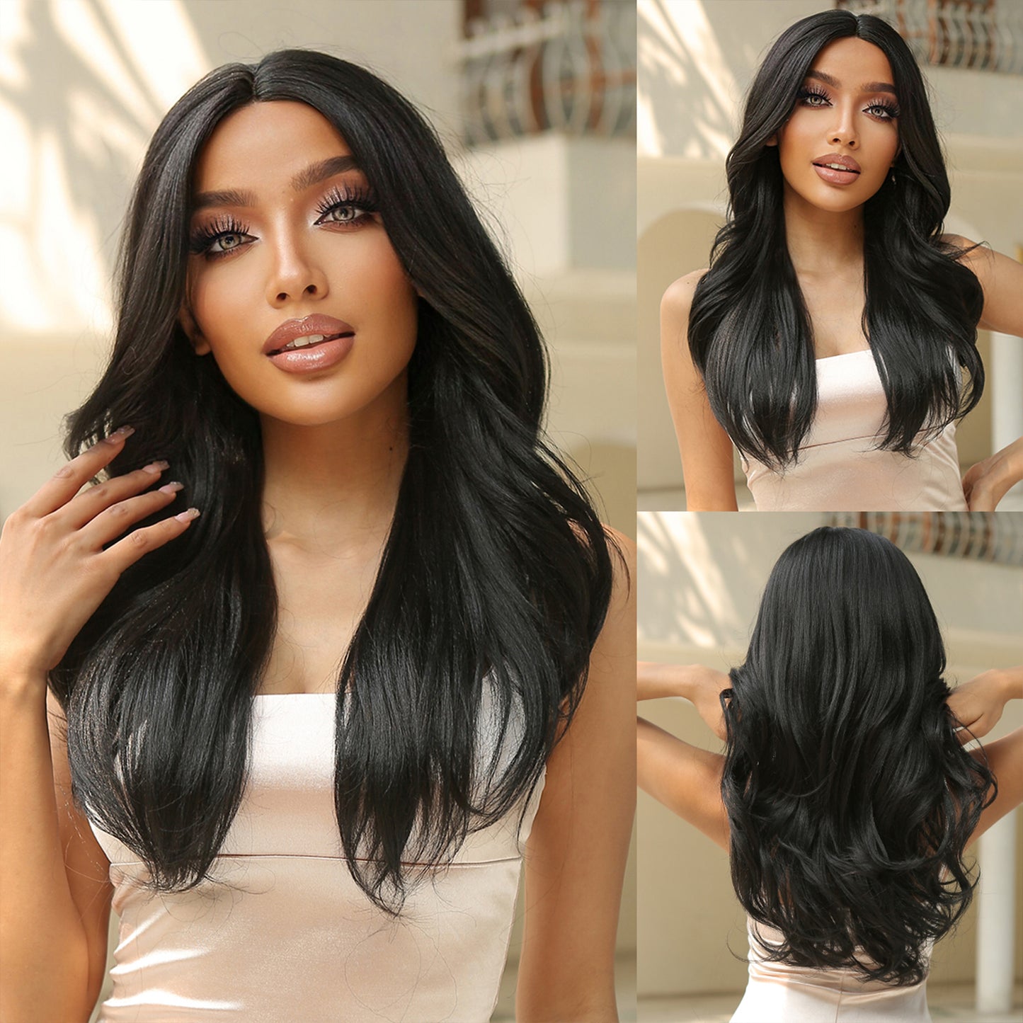 [Lace Front ] 24 Inch Copper With Blonde Hightlight Wave Lace Front Wigs for Black Women HC11072-2