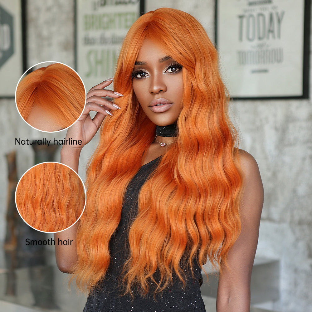 26 Inch orange curly wigs with bangs wigs for Women WL1115-2