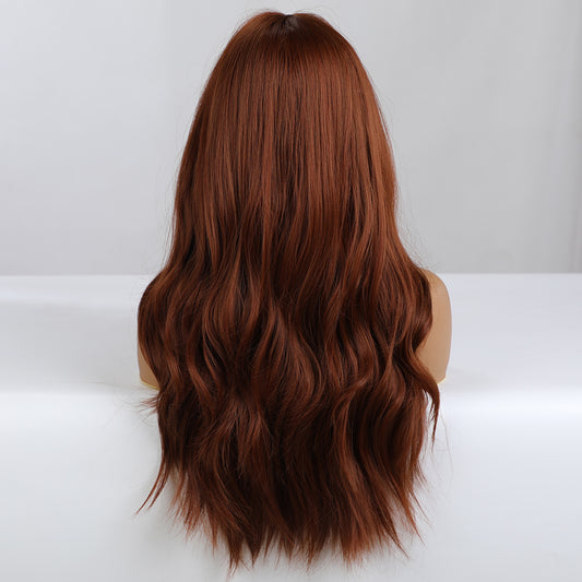 26 inch Long curly red brown wigs with bangs wigs for women for daily life LC6154-1