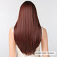 28 inch Long straight wigs black ombre wine red Wigs with bangs wigs LC2096-2