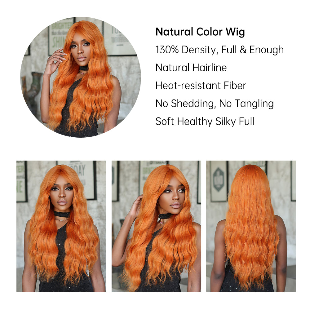 26 Inch orange curly wigs with bangs wigs for Women WL1115-2