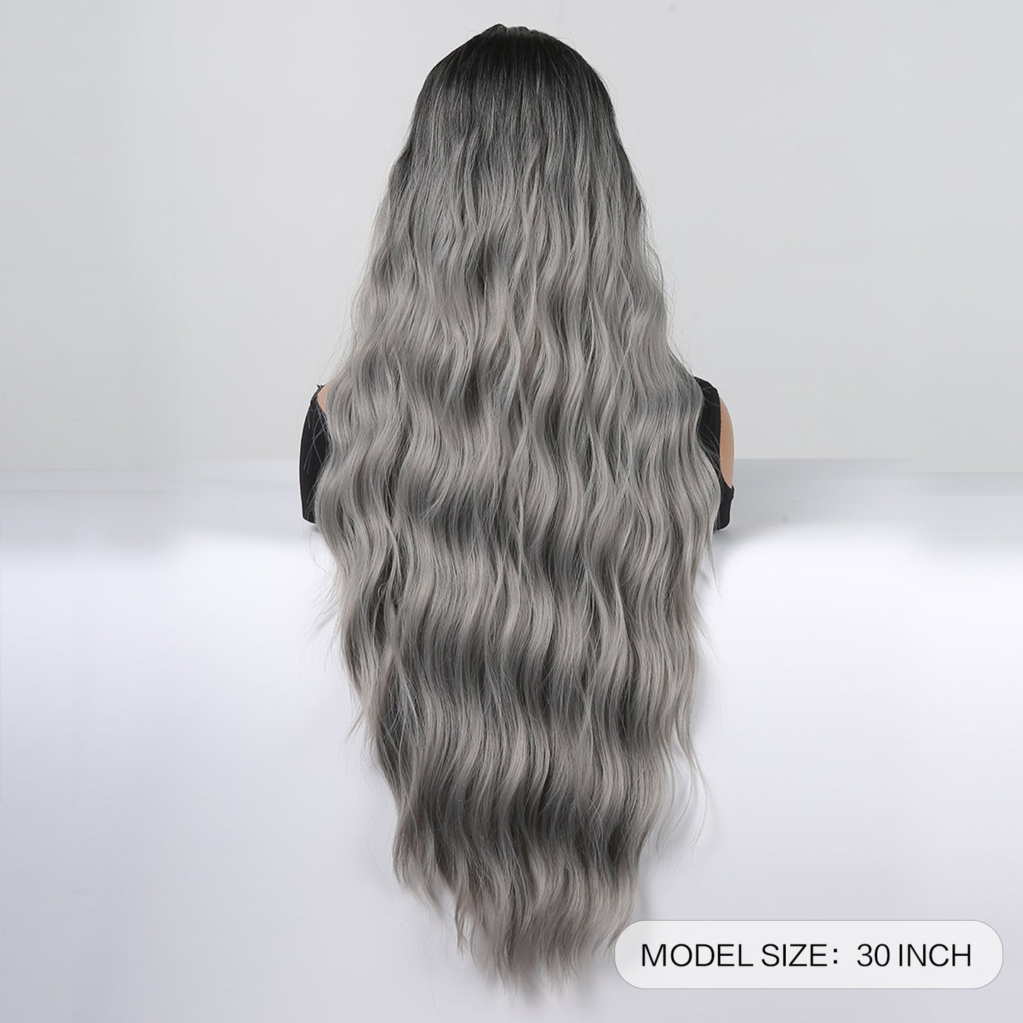 [Lace Front] 32 Inch Ombre Brown To Ash Grey Long Wavy   Wigs For Women HC11059-4