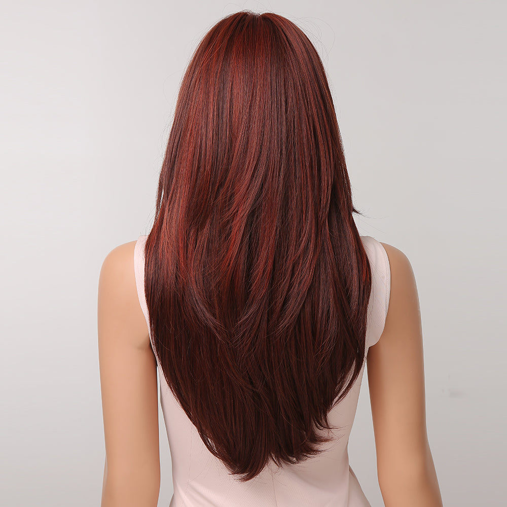 22 Inch-long red straight wigs with bangs wigs for women LC2068-3