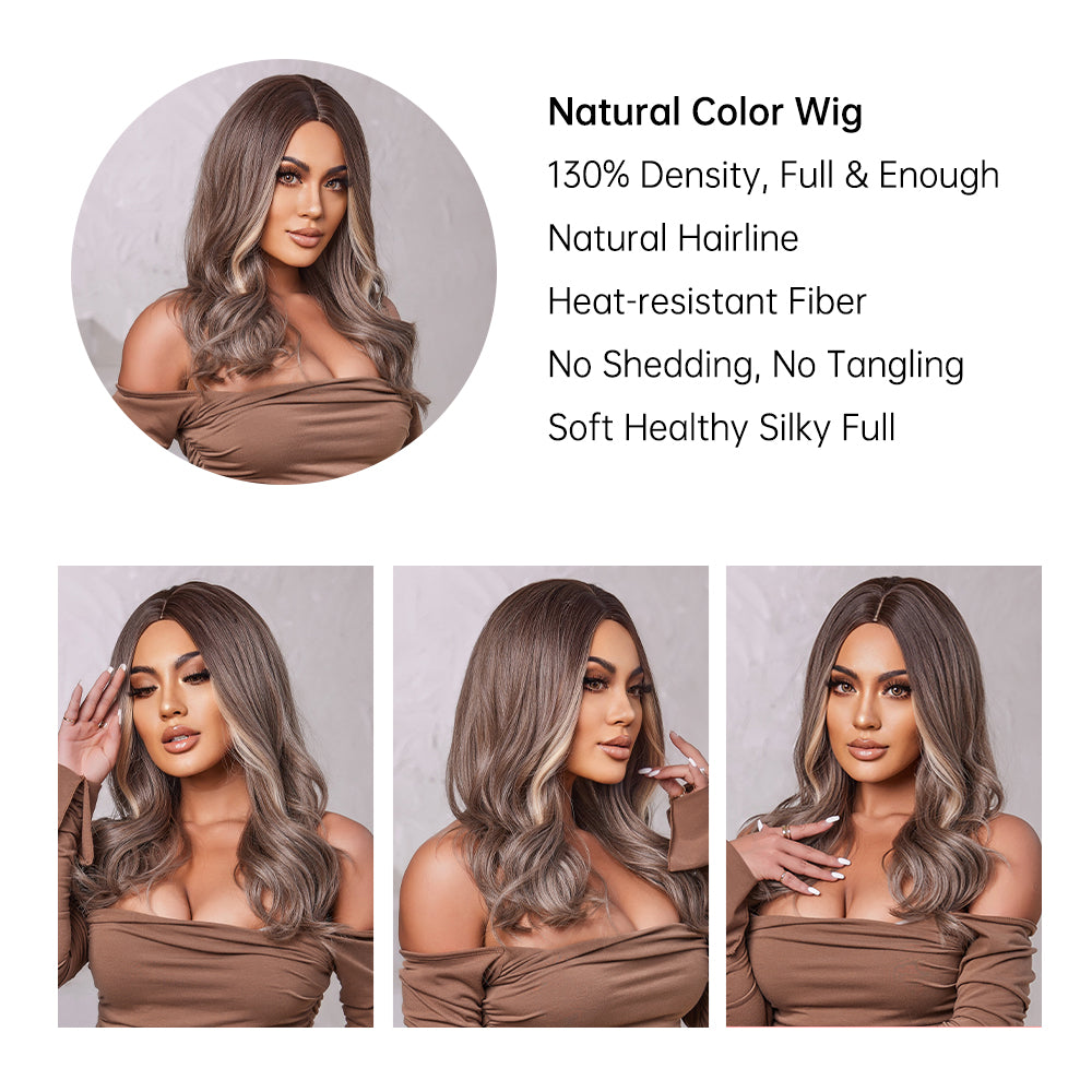 24 Inches Long Curly Brown Wigs Synthetic Wigs Women's Wigs for Daily Use,Cosplay or Party Taking Photos LC078-1