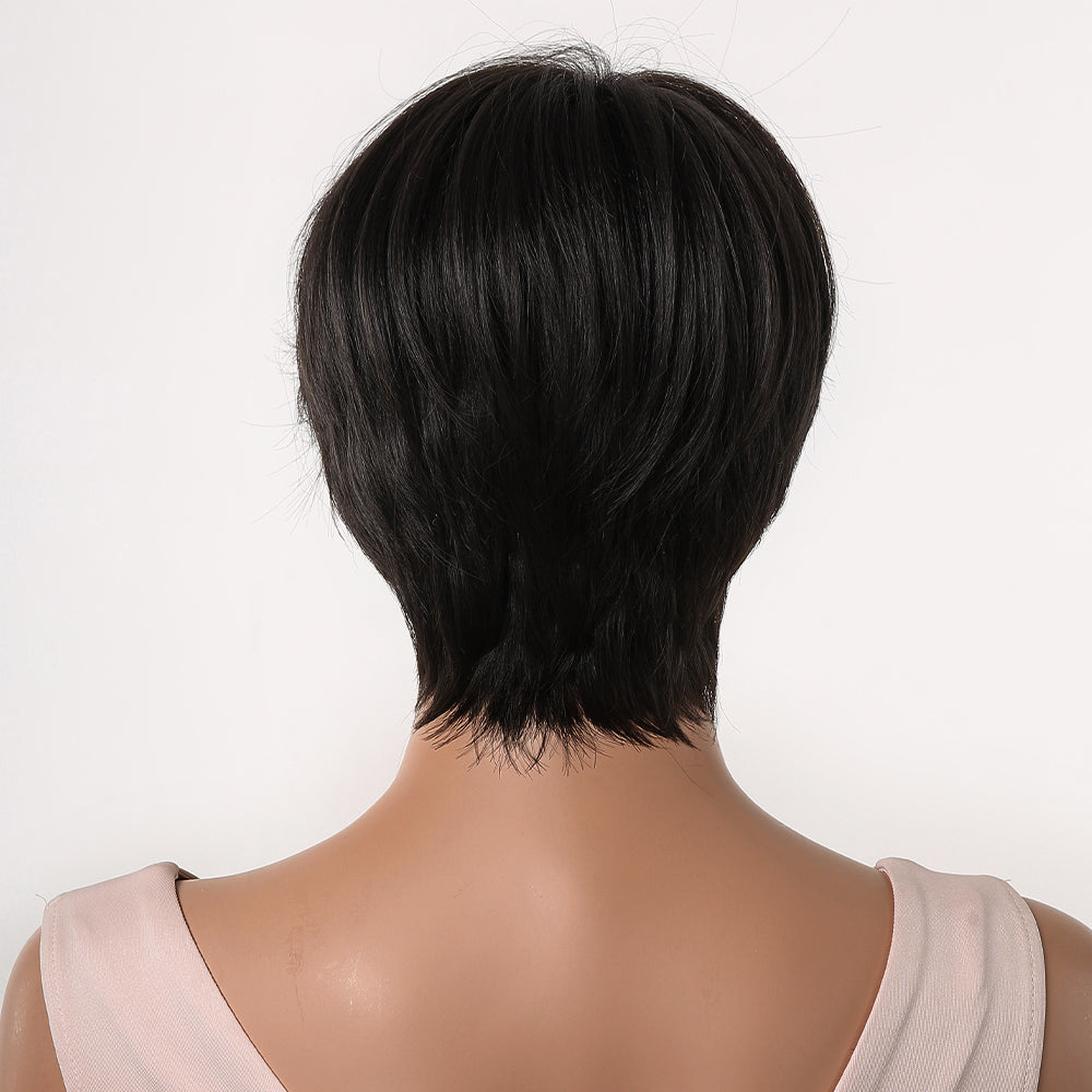 8 Inches Short Black Wigs Pixie Cut Wigs for Women Daily or Cosplay Use LC2065-1