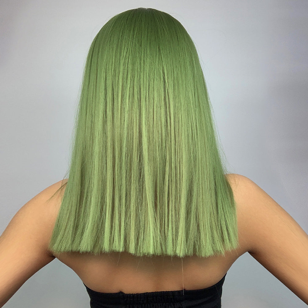 Long straight green wigs with bangs wigs for women for daily party LC6043-1